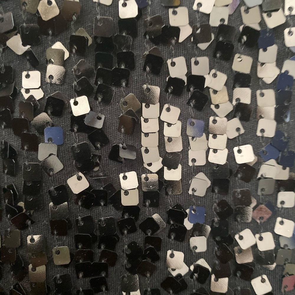 EXPRESS CUBE SQUARE SEQUIN BLACK TANK Top GORG XS GUC - Picture 3 of 5